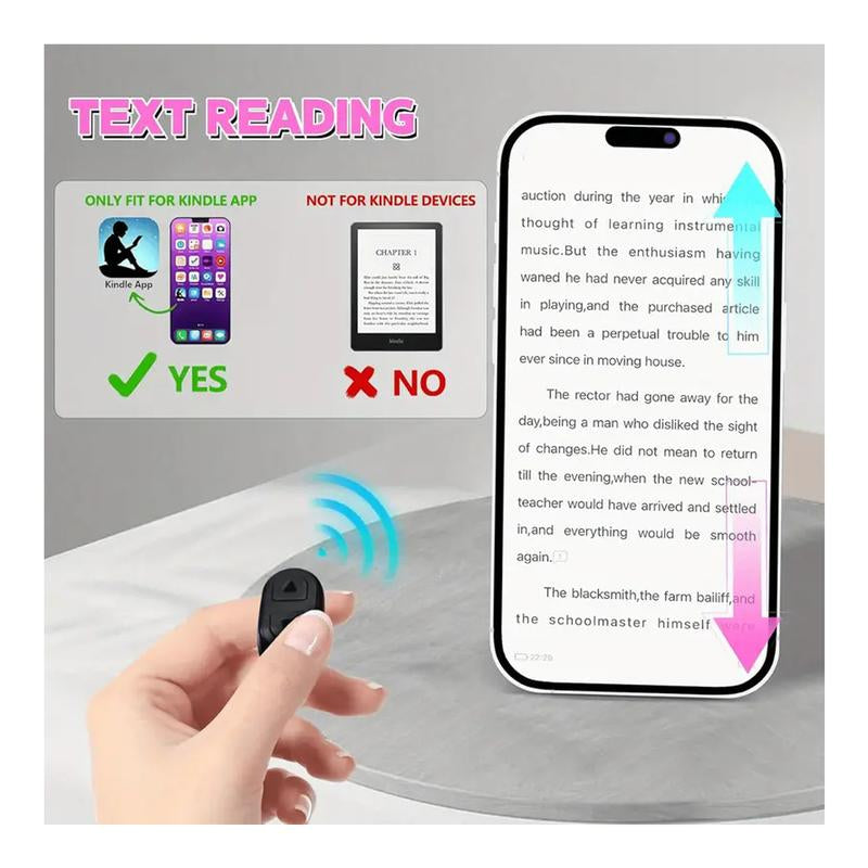 Upgrade Handsfree Scrolling Remote Control Ring for Tiktok Kindle App, Handsfree Reading Camera Shutter with Stand, Compatible with Ios &Android Phone